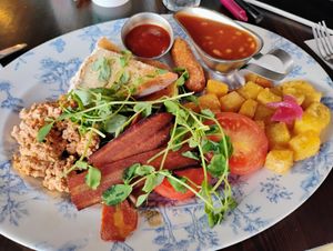 The adult vegan breakfast; the sriracha sauce was too hot for its own good! at Bill's in South East London