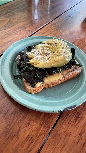 “new” spinach/cheese toast. it tastes meaty, if you’re into that at Fresco Habito in Playa Del Carmen