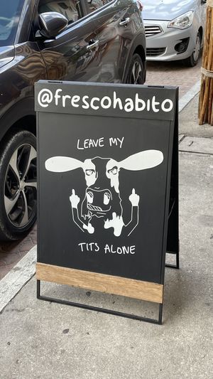 entrance sign 💚 at Fresco Habito in Playa Del Carmen