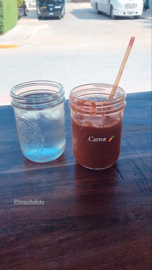 Carrot juice at Fresco Habito in Playa Del Carmen