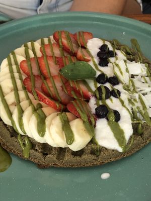 Matcha waffle at Fresco Habito in Playa Del Carmen