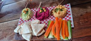 Humus trio at Fresco Habito in Playa Del Carmen