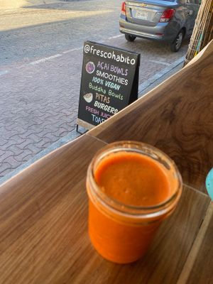 Carrot Juice at Fresco Habito in Playa Del Carmen