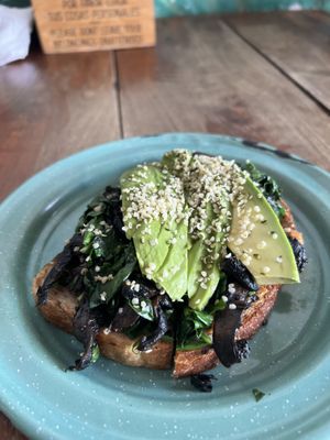 Mushroom on toast  at Fresco Habito in Playa Del Carmen