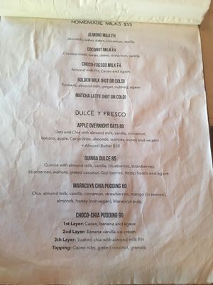 Menu page 4 at Fresco Habito in Playa Del Carmen