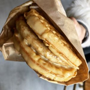  Chicken and waffles sandwich  at Vegan Picnic in San Francisco