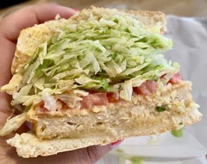 Chicken sandwich  at Vegan Picnic in San Francisco