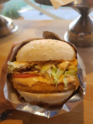 Chicken burger was great at Vegan Picnic in San Francisco