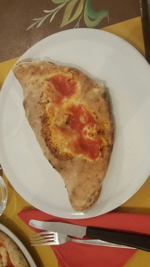 Calzone with vegan cheese and veg at Sciue Sciue in Florence