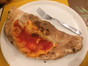 giant vegan calzone at Sciue Sciue in Florence
