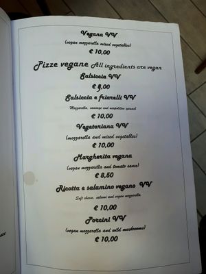 Menu at Sciue Sciue in Florence