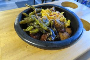 Sorry, it's not the prettiest photo, but it also wasn't our favorite food. It was kind of a mash of over-cooked rice, veggies and protein sources.  at Pot in Bogota