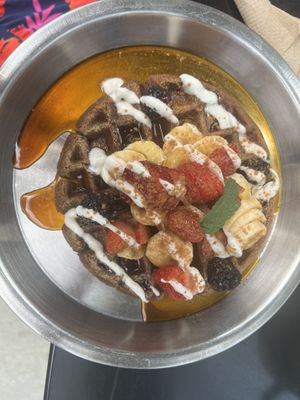 Buckwheat waffle 🧇   at Harvest Cafe in Ventura