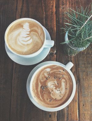 Latte and mocha :) at Harvest Cafe in Ventura