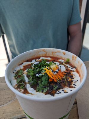 Vegan Chilli - served lukewarm, not sure if that was on purpose but incredibly yummy at Harvest Cafe in Ventura