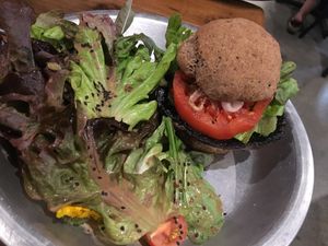 Porta bella mushroom burger  at Harvest Cafe in Ventura