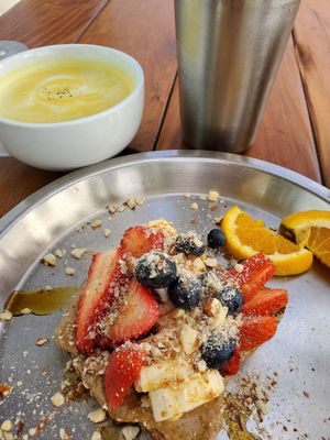 Tiny order of Nut Butter Toast at Harvest Cafe in Ventura