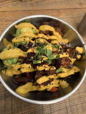 Mexi Cali Bowl with avo instead of egg  at Harvest Cafe in Ventura