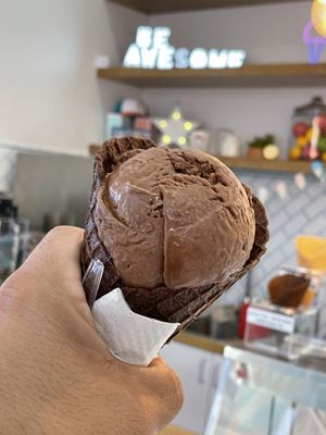 Chocolate ice cream / waffle cone   at Awesome Bites in Houston
