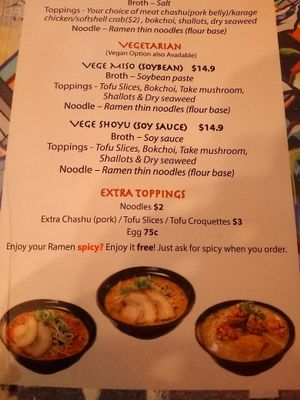 MisoHapi menu  at MisoHapi in West End