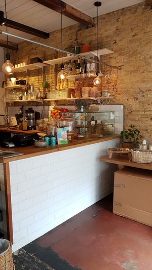 An open kitchen and counter. at By-Kees in Heerenveen