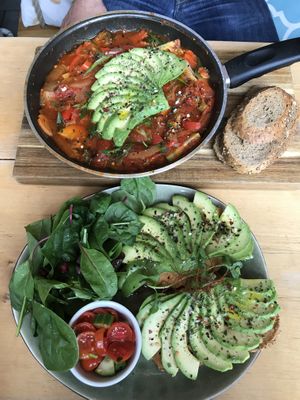 Shakshuka and avocado toast  at Be Coffee My Friend in Berlin
