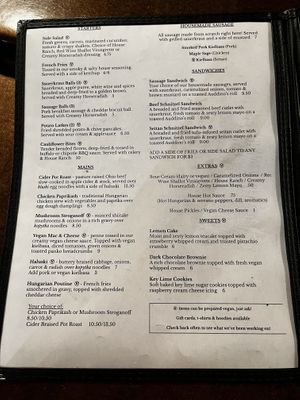 The next side of the menu   at Pierogi Mountain in Columbus