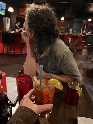 vegan bloody mary and ambiance   at Pierogi Mountain in Columbus