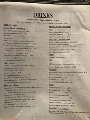 Drink Menu Page 3  at Pierogi Mountain in Columbus