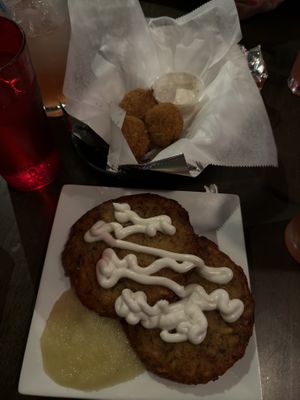 Latkes and sauerkraut balls    at Pierogi Mountain in Columbus