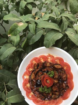 Moroccan Eggplant  at Rare Earth Cafe & Organic Store in Mumbai