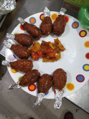 Chicken lollipops,great taste almost like the real thing.
 at Rare Earth Cafe & Organic Store in Mumbai