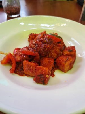 Tofu chilli dry at Rare Earth Cafe & Organic Store in Mumbai