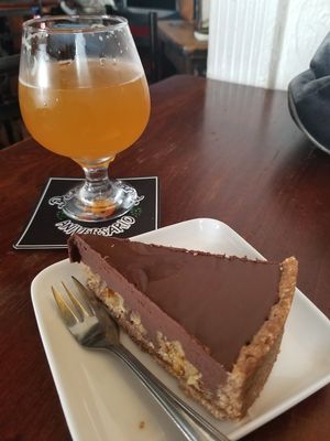 Chocolate cheesecake at Pepperland Bar in Santiago