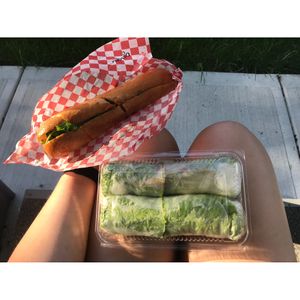 Vegan ginger chicken and vegan pepper beef salad rolls at Tina Vietnamese Cuisine (V-Cafe) in New Westminster