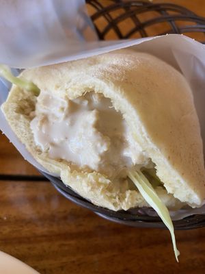 Pita sandwich hummus at Falafel Bar in Tamarindo