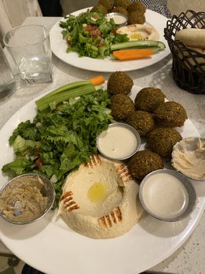 Falafel plate with the rest of our veggie and dip appetizer   at Falafel Bar in Tamarindo