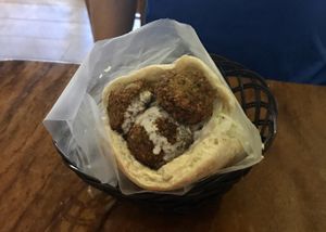 Falafel pita sandwich at Falafel Bar in Tamarindo