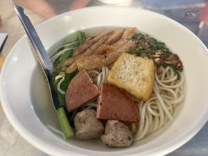 Noodles and mock meats   at Kang Le Restaurant in Siem Reap