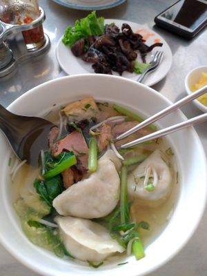 Dumpling soup for 1.25$ tasty! at Kang Le Restaurant in Siem Reap