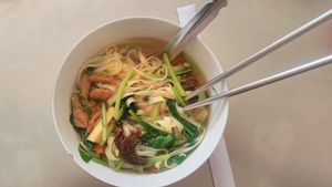 Yellow noodle soup at Kang Le Restaurant in Siem Reap