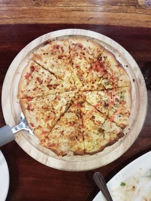 1/2 Tom Yum and 1/2 Basil Pizza at Yo Vegan in Phuket