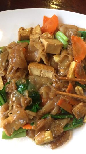 fried noodles with dark soya sauce at Yo Vegan in Phuket