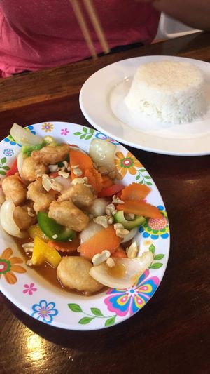 fake chicken  with veggies at Yo Vegan in Phuket