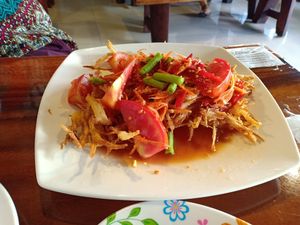 Fried som tum at Yo Vegan in Phuket