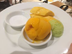 Mango Sticky Rice with mango ice-cream! at Yo Vegan in Phuket