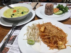 Not recommend the pad Thai but green curry is good with rice  at Yo Vegan in Phuket