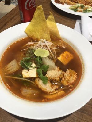 Spicy noodle soup. Delicious but I could take more spice!  at Yo Vegan in Phuket