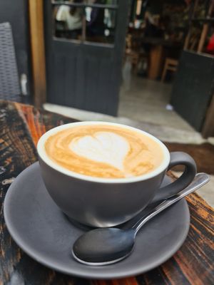 Almond milk latte at Earthy Eats in Launceston