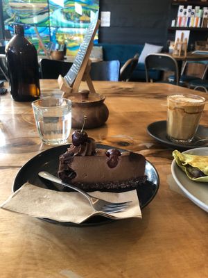 Vegan raw black Forrest cake  at Earthy Eats in Launceston